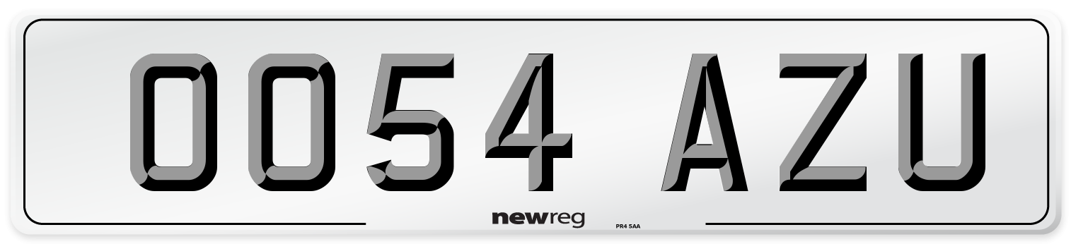 OO54 AZU Number Plate from New Reg